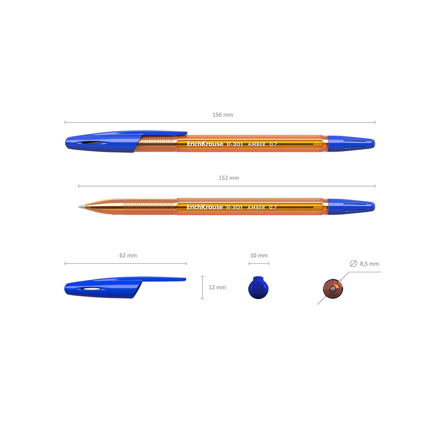 Ручка шариковая ErichKrause R-301 Amber Stick 0.7 42738 - фото 6