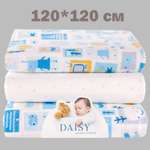 Пеленки Фланель Daisy 3шт 120х120см Мультяшки голубые