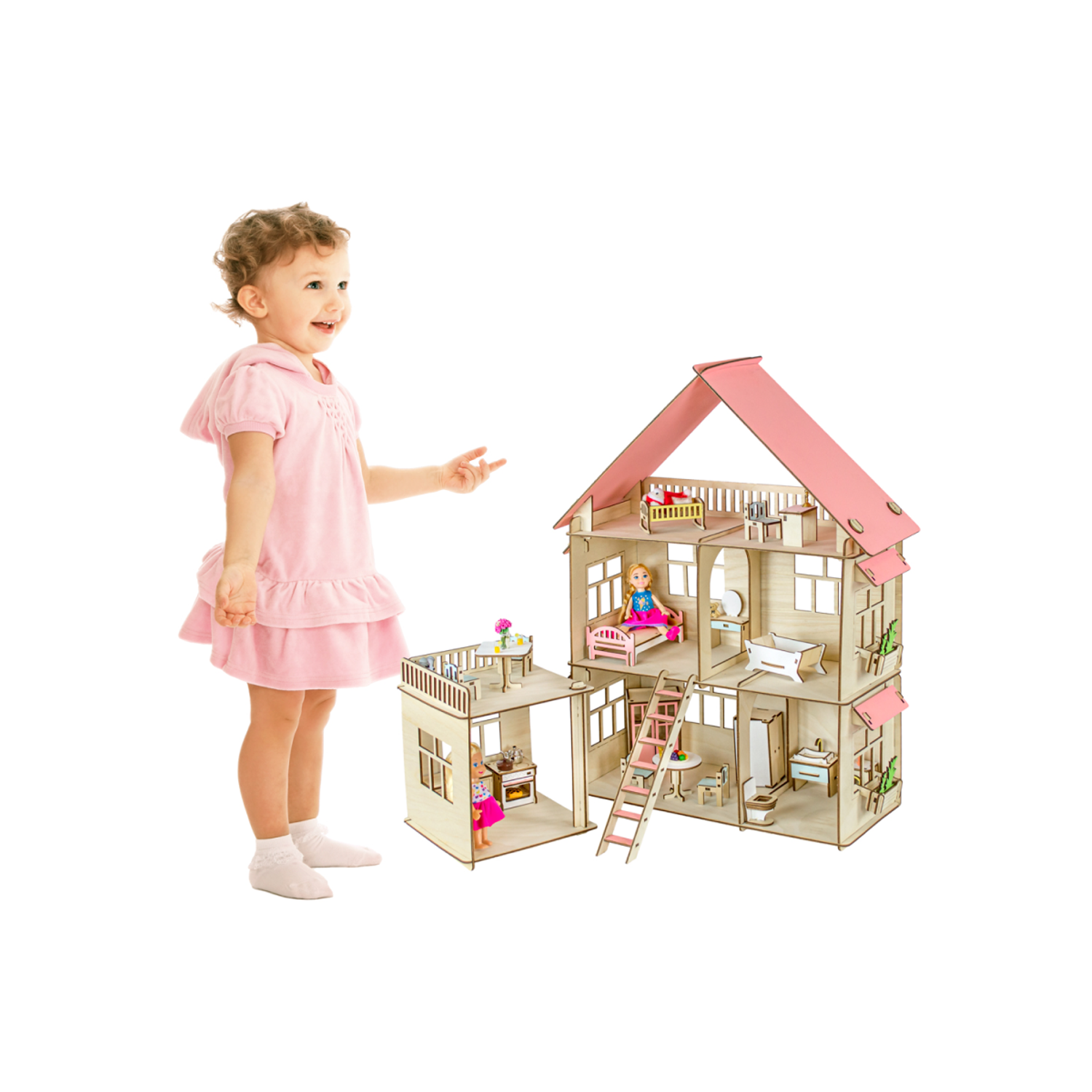 Кукольный домик M-WOOD С пристройкой и мебелью 3095 - фото 2