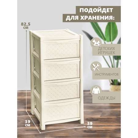 Комод elfplast Виола 4-х секционный слоновая кость