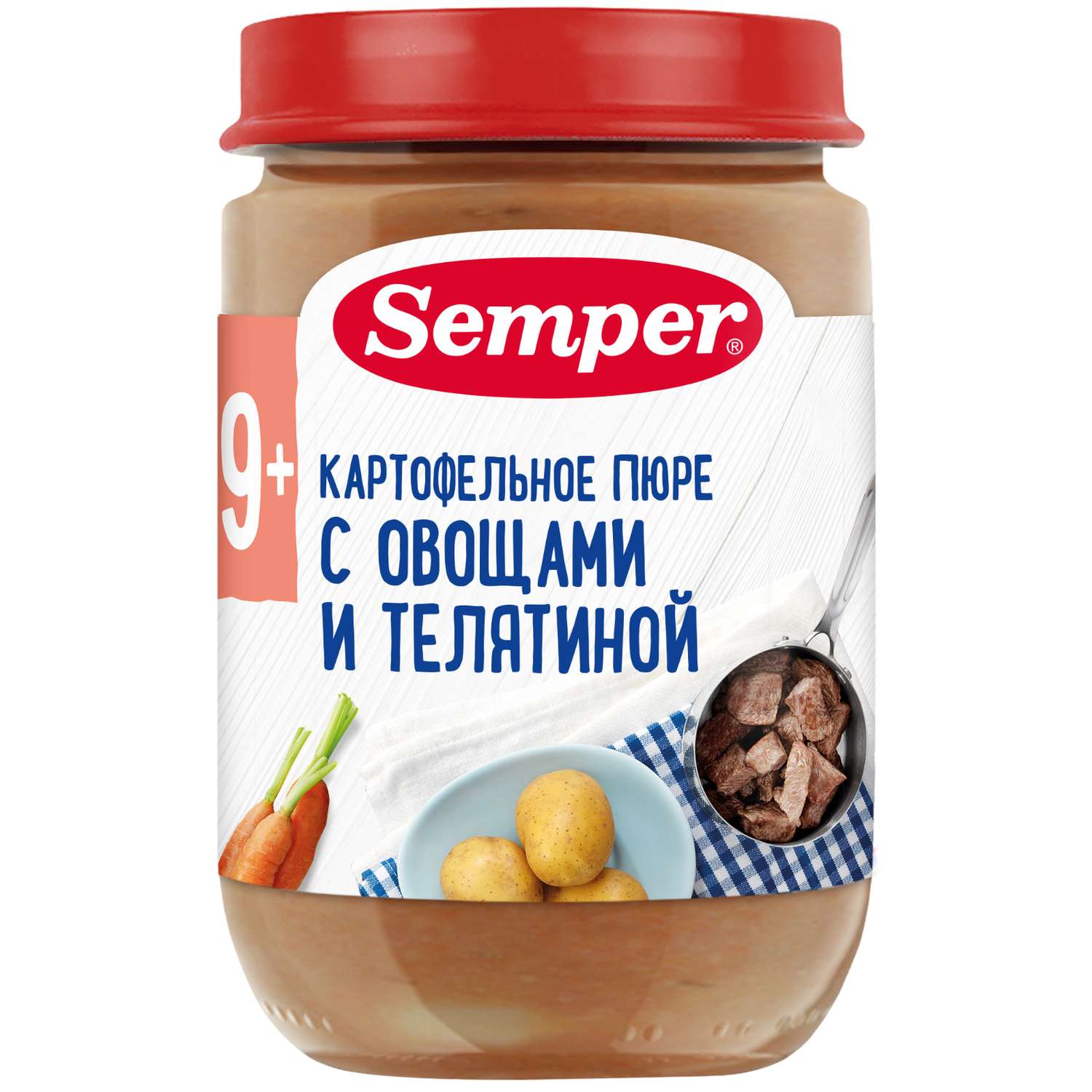 Пюре Semper картофель-морковь-телятина 190г с 9месяцев - фото 1