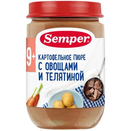 Пюре Semper картофель-морковь-телятина 190г с 9месяцев