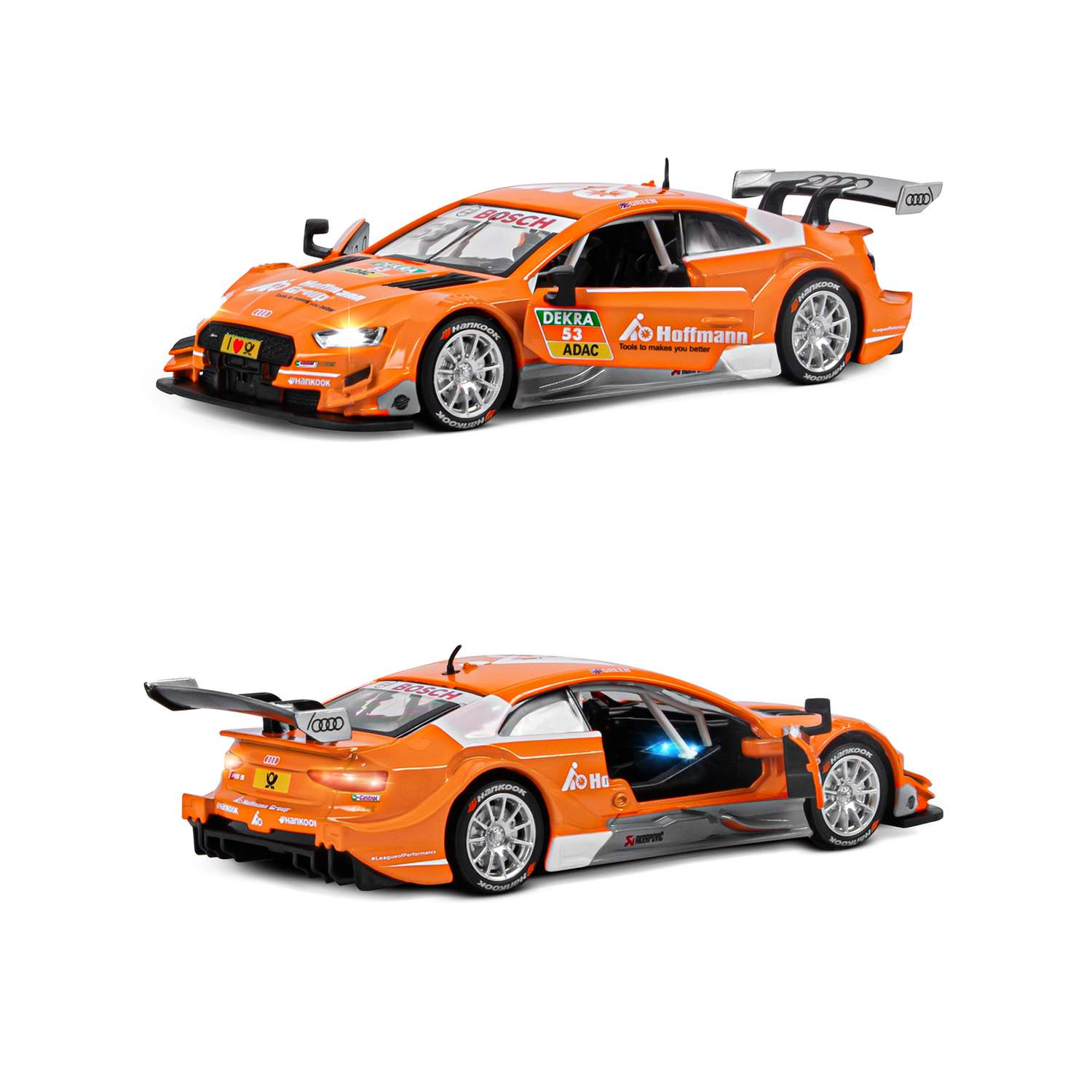 Машинка металлическая АВТОпанорама игрушка детская Audi RS 5 DTM 1:32 оранжевый JB1251323 - фото 7