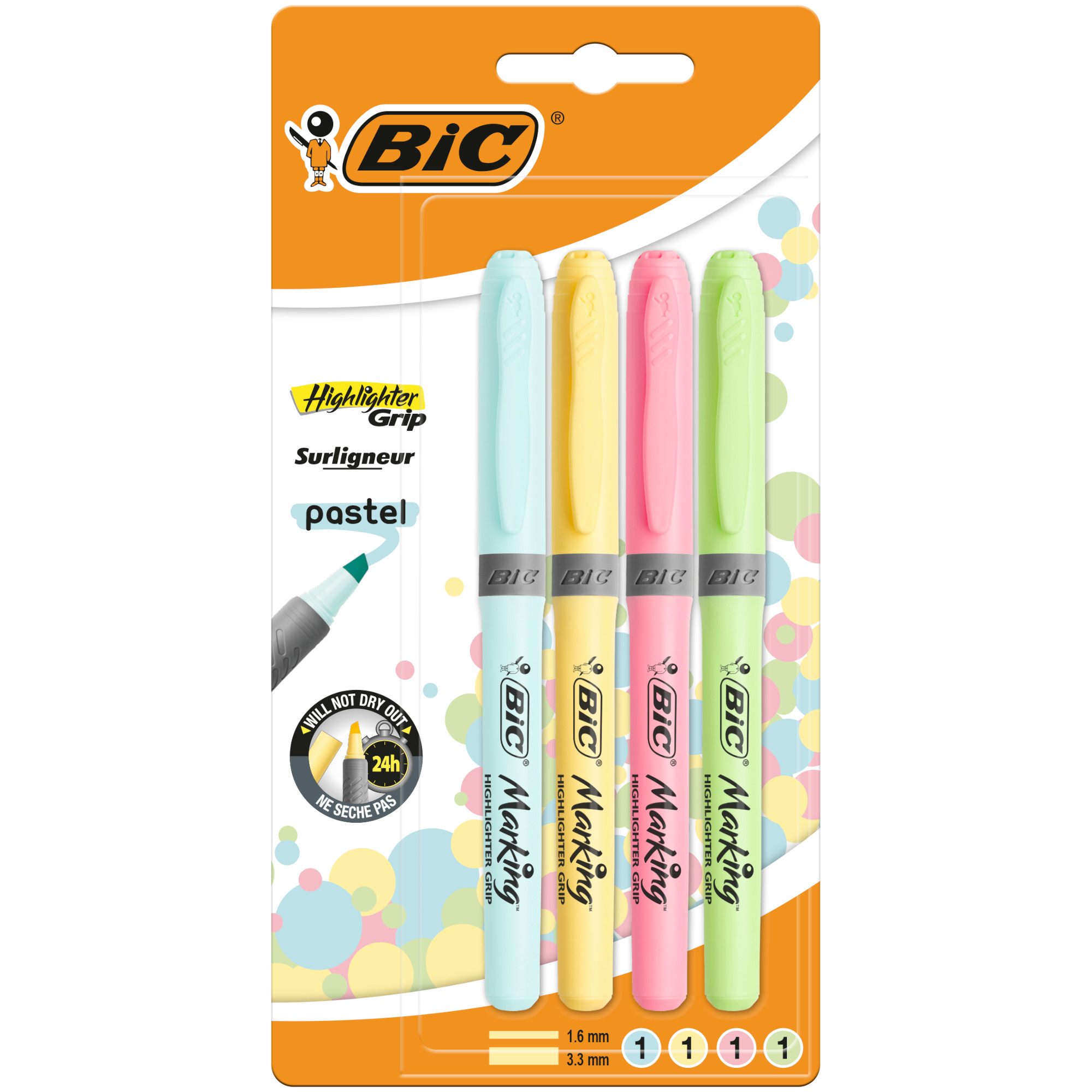 Текстовыделитель Bic Highlighter Grip 4цвета 964859 - фото 1