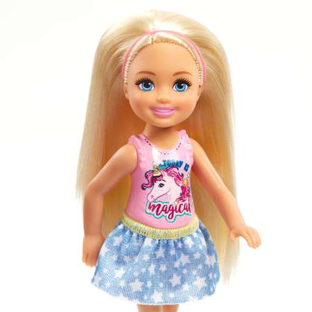 Кукла Barbie Челси Блондинка в топе с единорогом FRL80