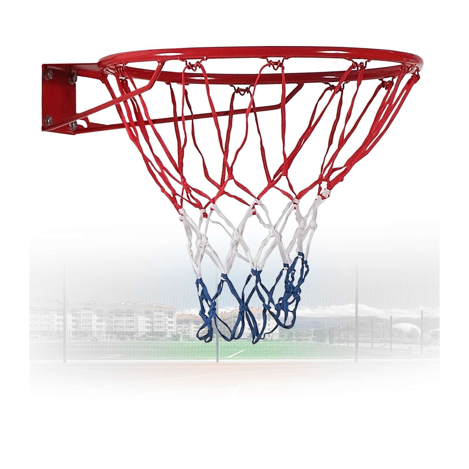 Баскетбольное кольцо Start Line Play С сеткой красный-белый-синий - фото 2
