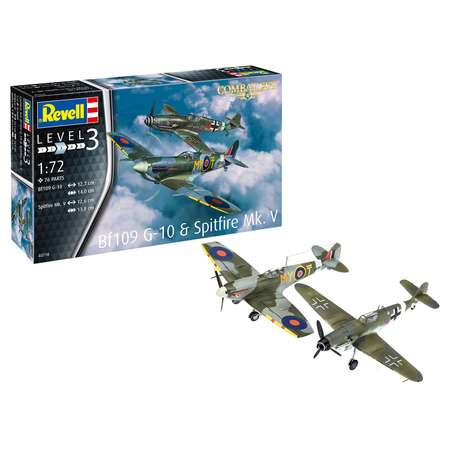 Сборная модель Revell Combat Set истребитель-низкоплан Bf109G-10 и Спитфайр Mk.V