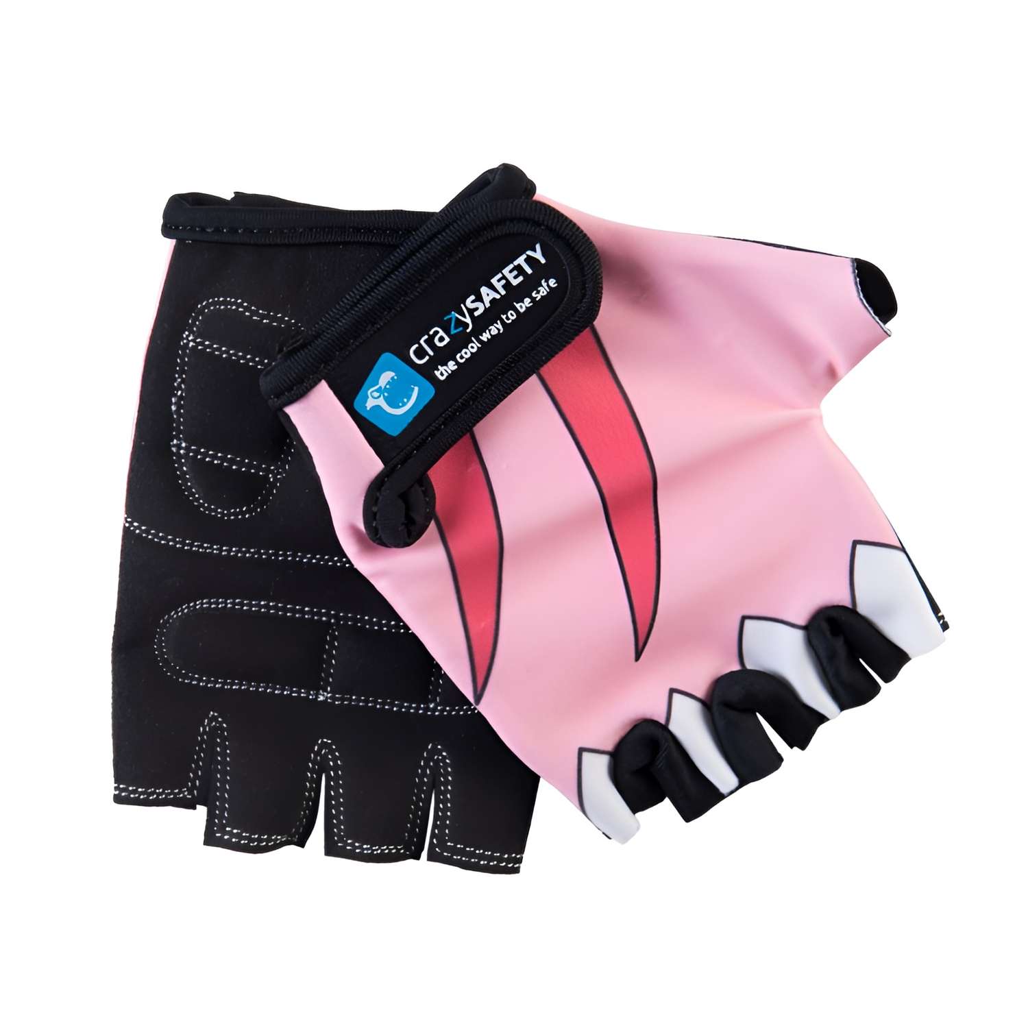 Велоперчатки детские защитные Crazy Safety Pink Shark - фото 1