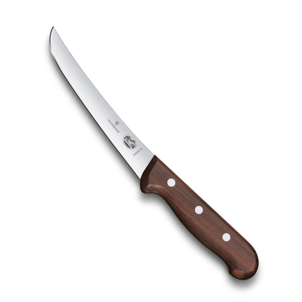 Нож кухонный Victorinox 5.6500.15 стальной обвалочный лезвие 150 мм прямая заточка бордовый - фото 1