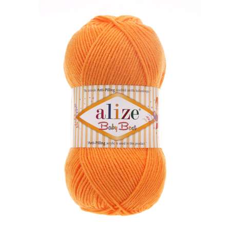 Пряжа для вязания Alize baby best бамбук акрил с эффектом антипиллинг 100 г 240 м 336 оранжевый 5 мотков