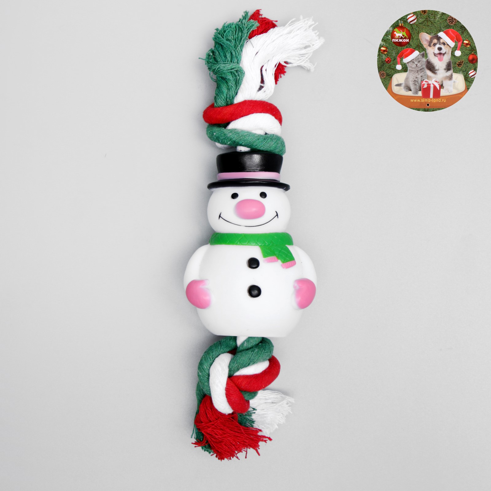 Игрушка для собак Пижон «Снеговик на канате» - фото 2