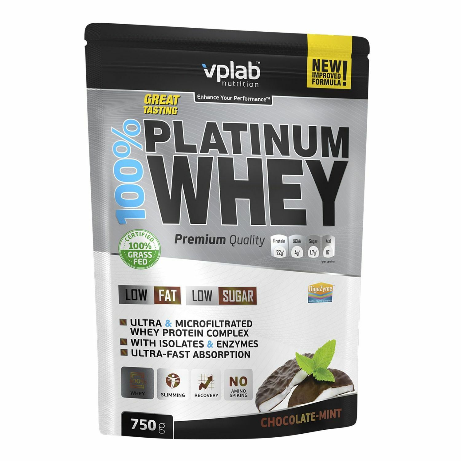 Протеин VPLAB Platinum Whey 100% шоколад-мята 750г - фото 1