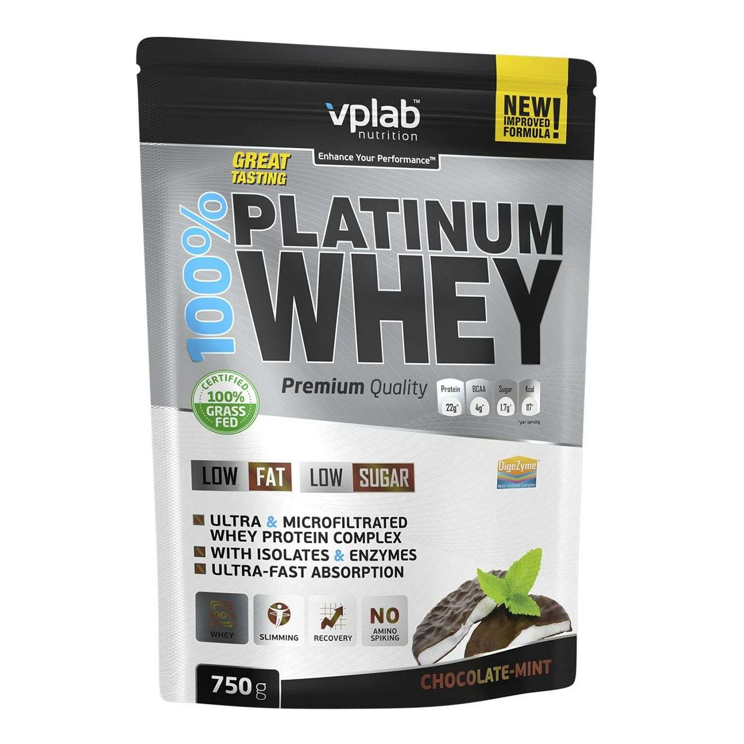 Протеин VPLAB Platinum Whey 100% шоколад-мята 750г - фото 1