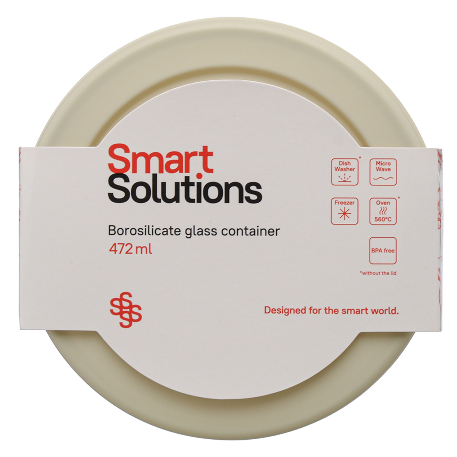 Контейнер для еды Smart Solutions стеклянный 472 мл светло-бежевый - фото 4