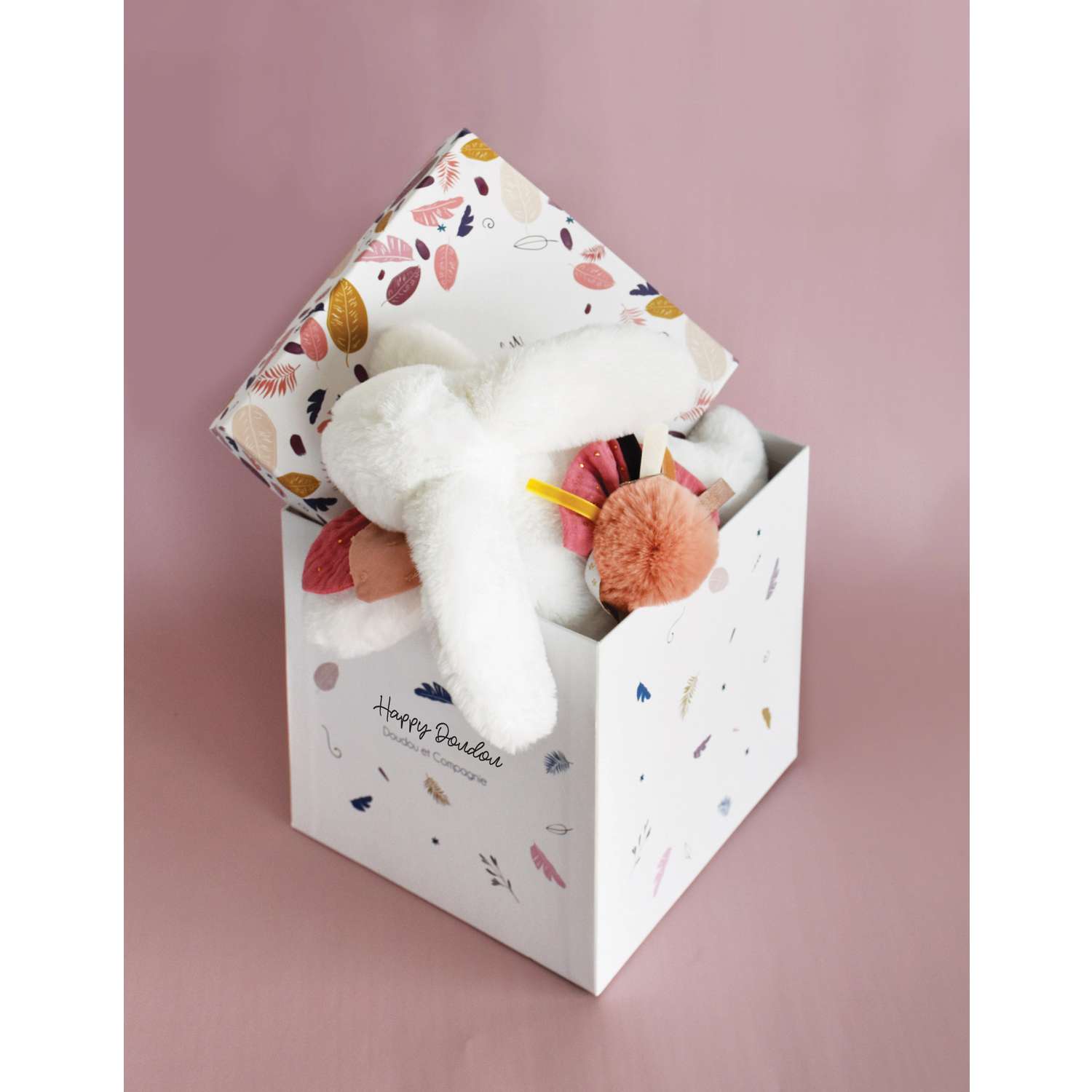 Мягкая игрушка Doudou et compagnie  Кролик happy boho персиковый - фото 5