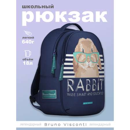 Рюкзак школьный Bruno Visconti классический суперлегкий синий с эргономичной спинкой Be banny boy