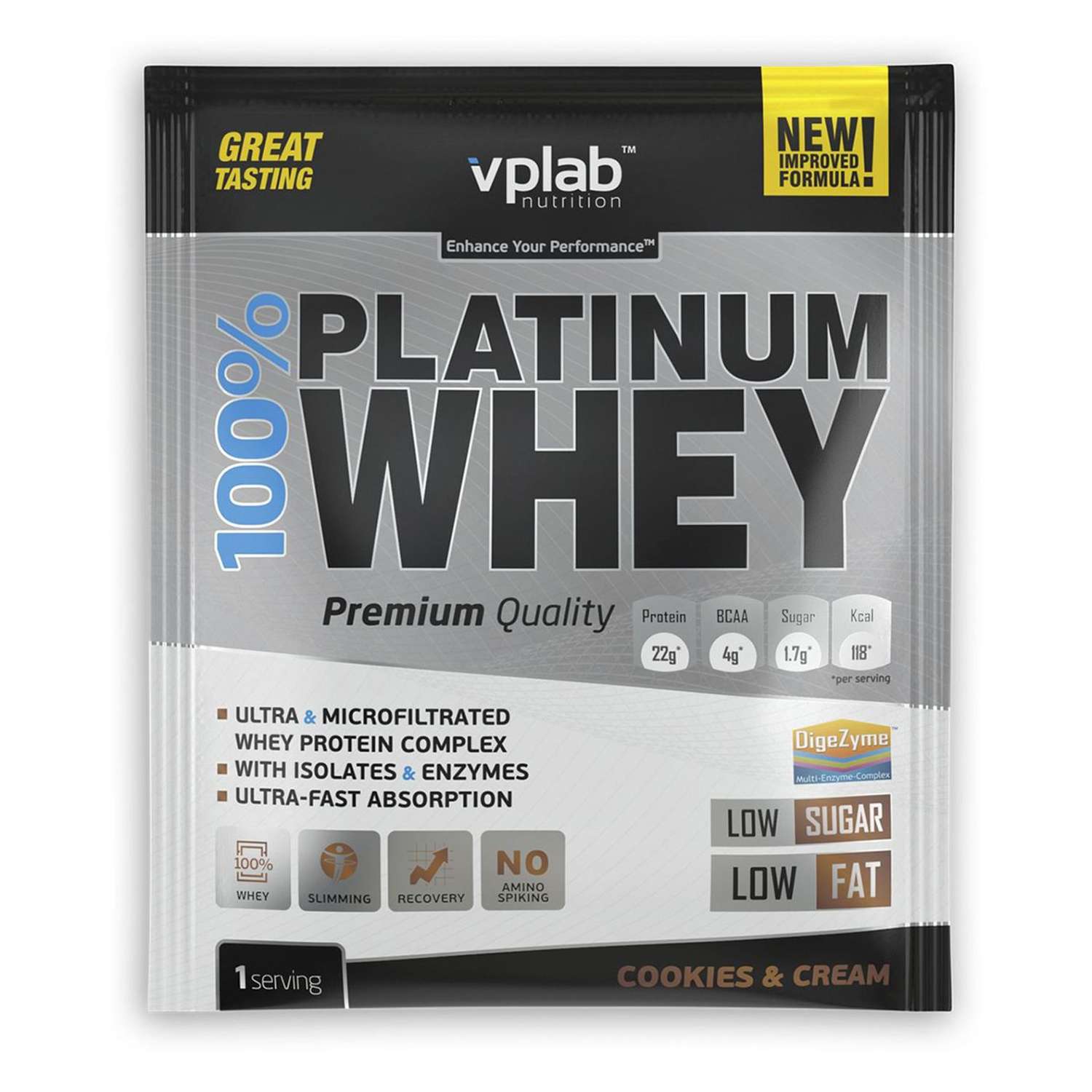 Протеин VPLAB Platinum Whey 100% печенье-крем 30г - фото 1