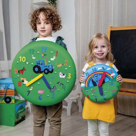 Надувные часы Синий трактор настенные детские 50 см.
