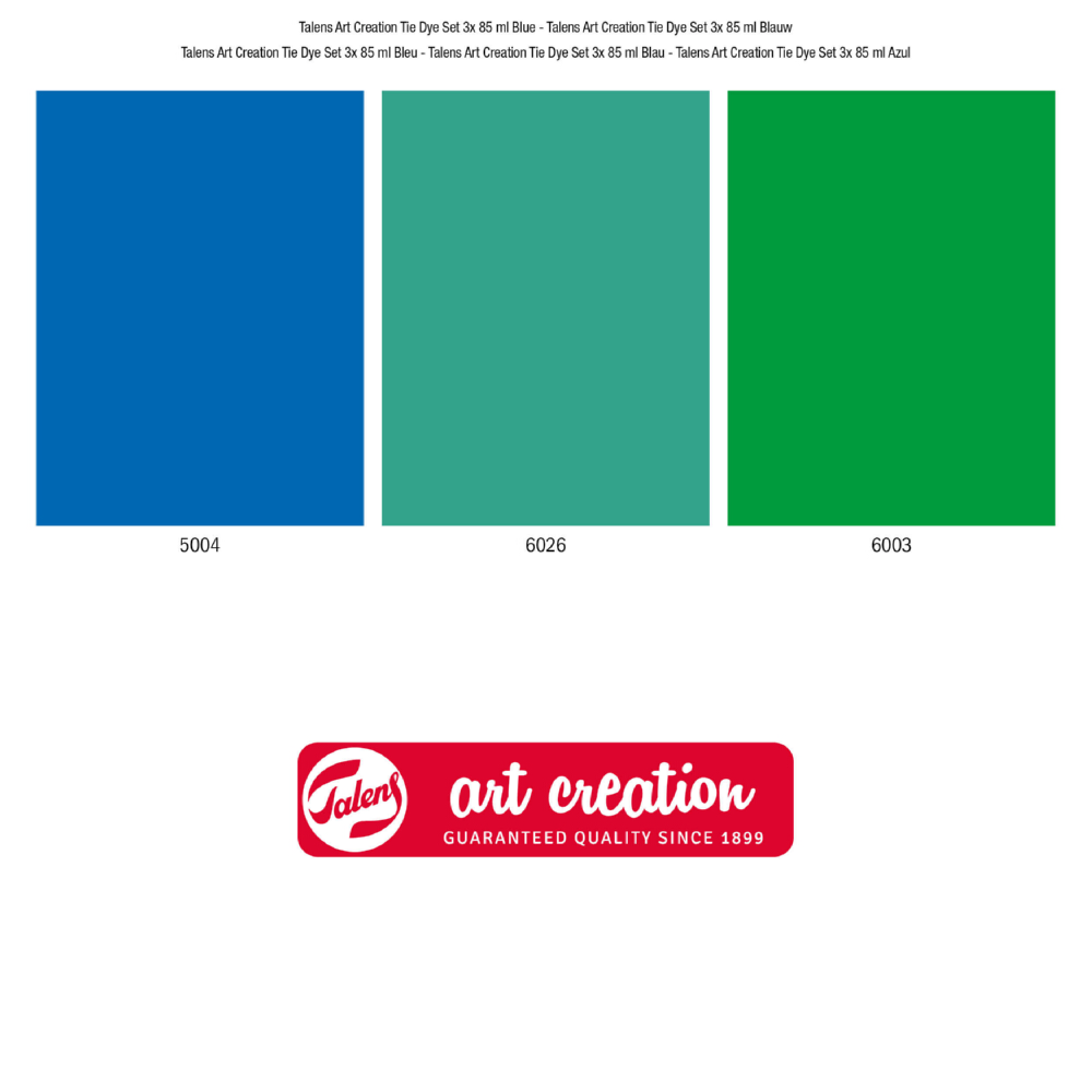 Набор красок для текстиля Talens Art Creation Tie-dye 3 цвета оттенки голубого в тубах по 85мл и перчатки в картонной упаковке - фото 4