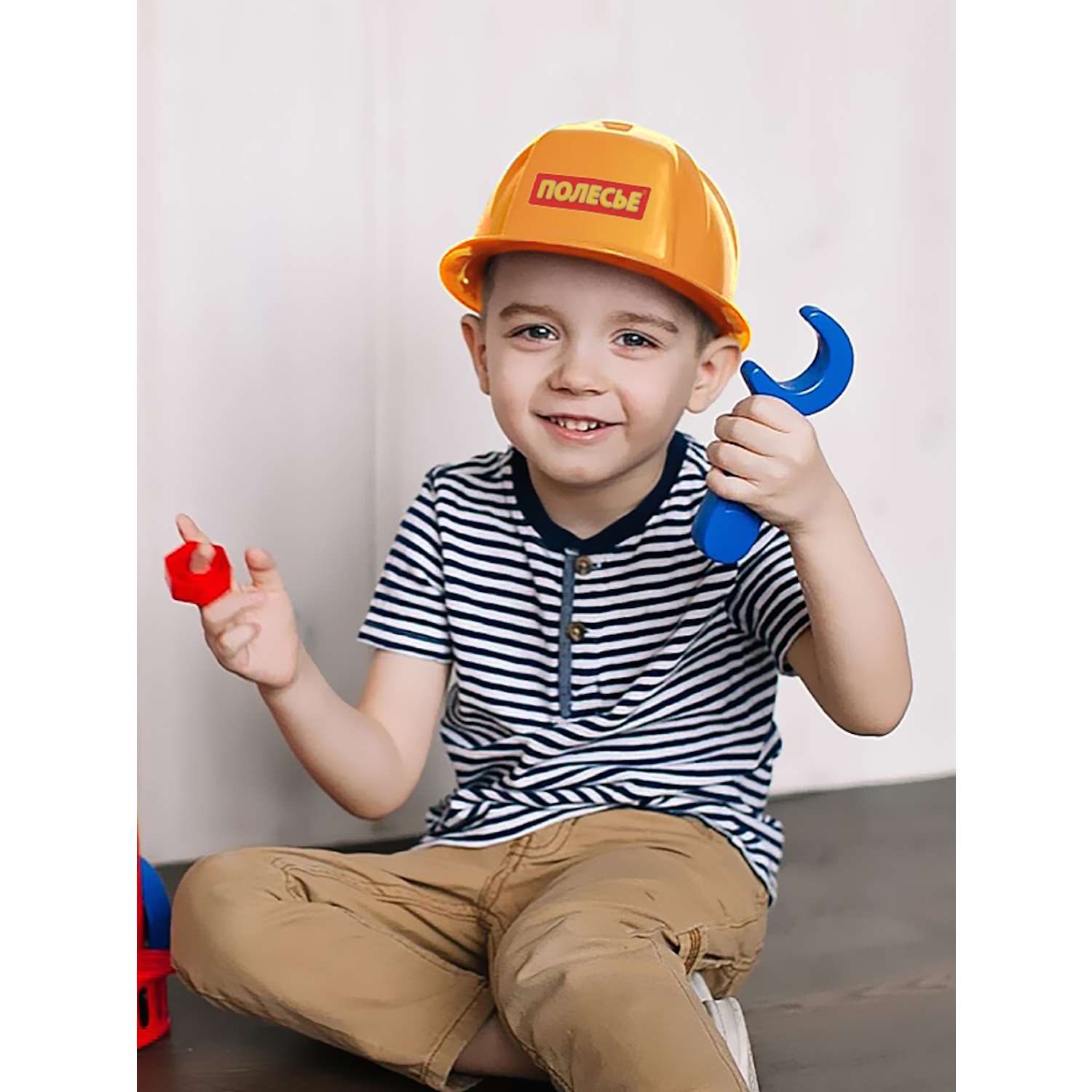 Детская каска строителя Полесье оранжевая - фото 2
