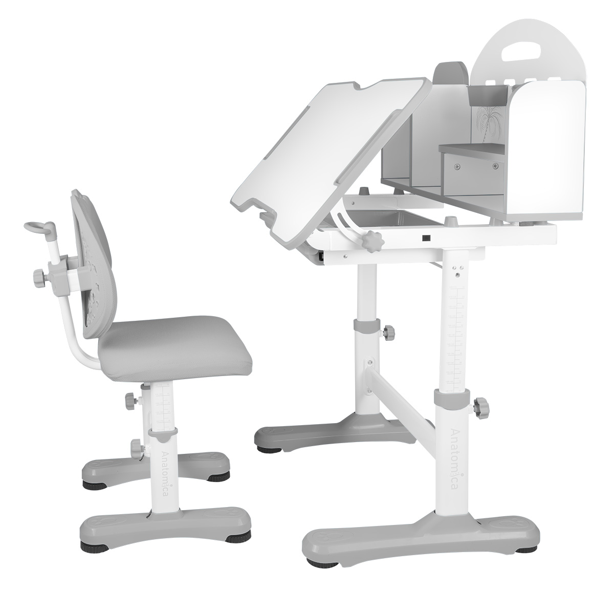 Комплект парта + стул Anatomica Fiona белый/серый - фото 5