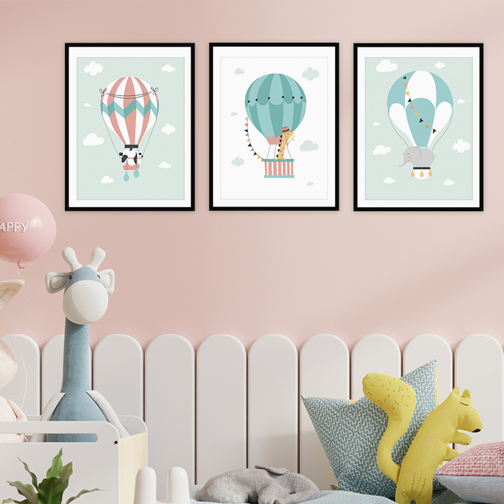 Постеры Woozzee Зверюшки на воздушных шарах 3 шт - фото 1