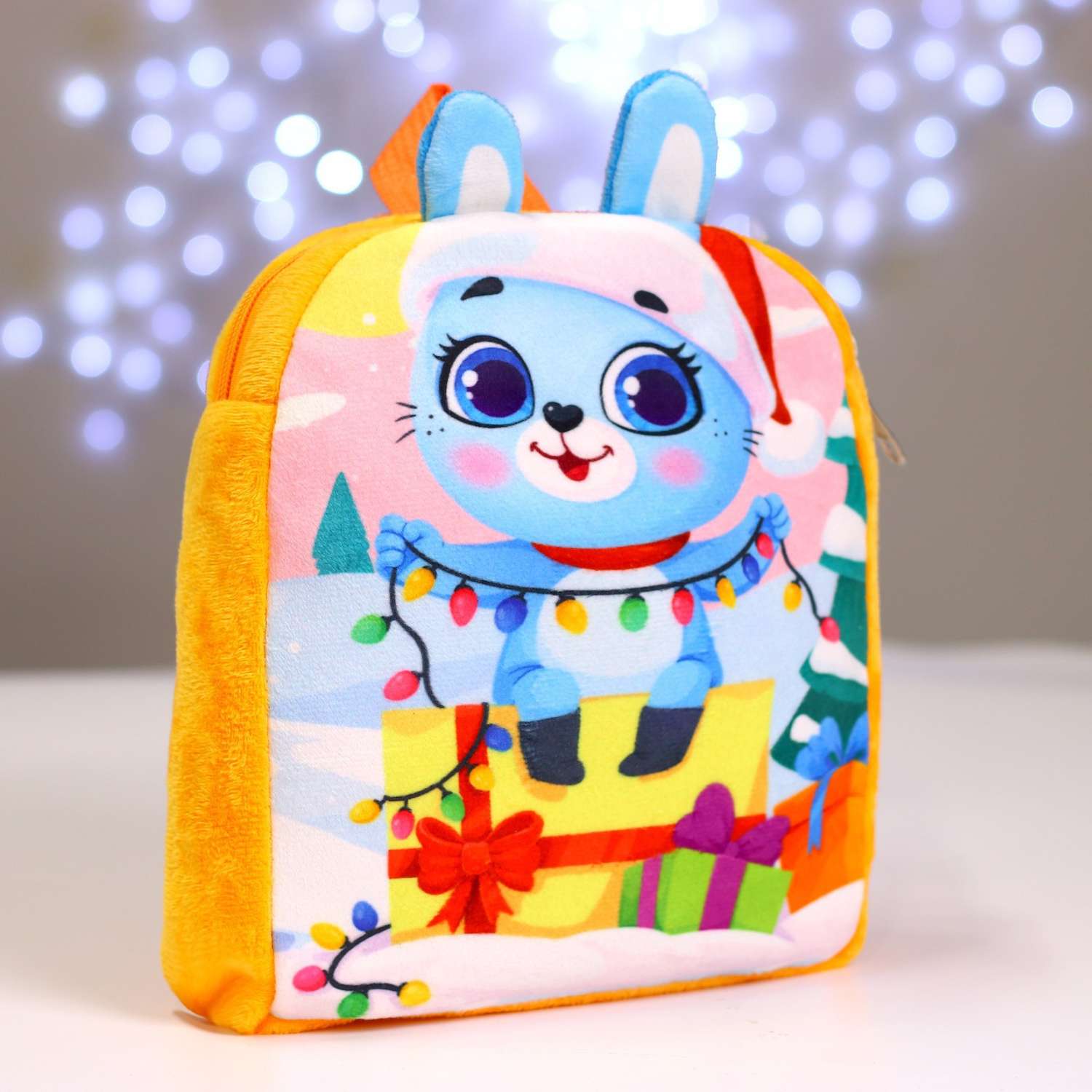 Детский рюкзак Milo Toys плюшевый Новогодний зайка 22х17 см - фото 2