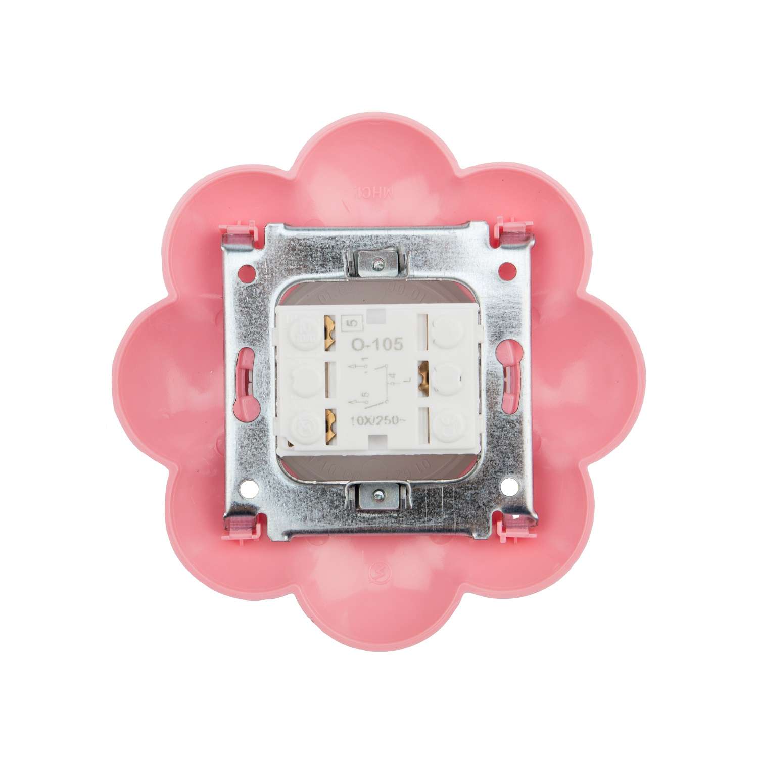 Выключатель Kranz Happy «Цветок» двухклавишный скрытой установки бело-розовый - фото 3