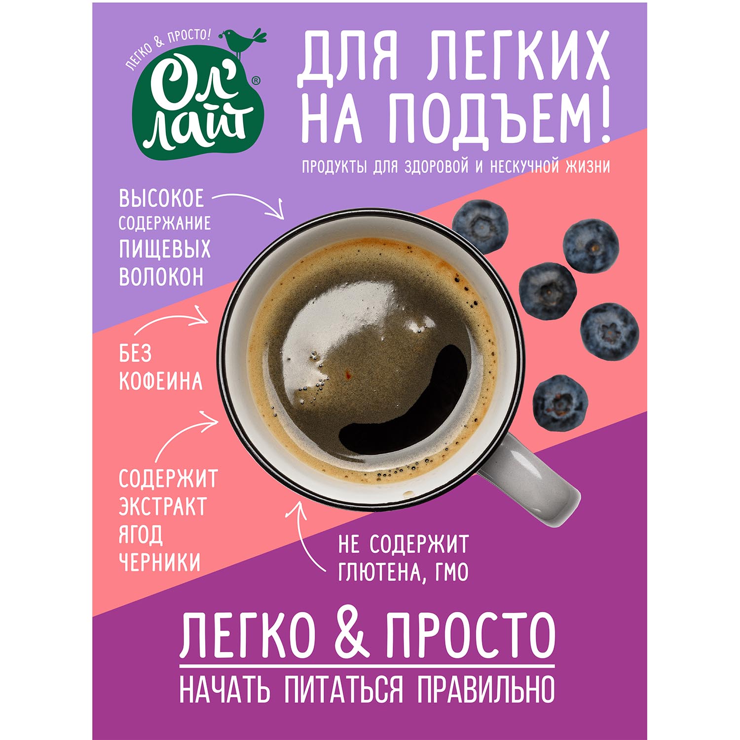 Напиток ОлЛайт Цикорий с черникой 100г купить по цене 9 ₽ в  интернет-магазине Детский мир