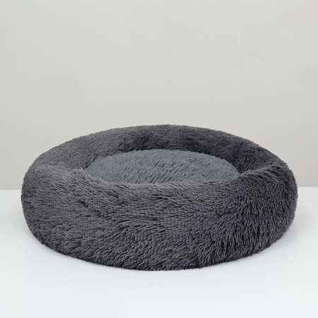 Лежанка Пижон для собак и кошек длинный мех 80х80х25 см серая