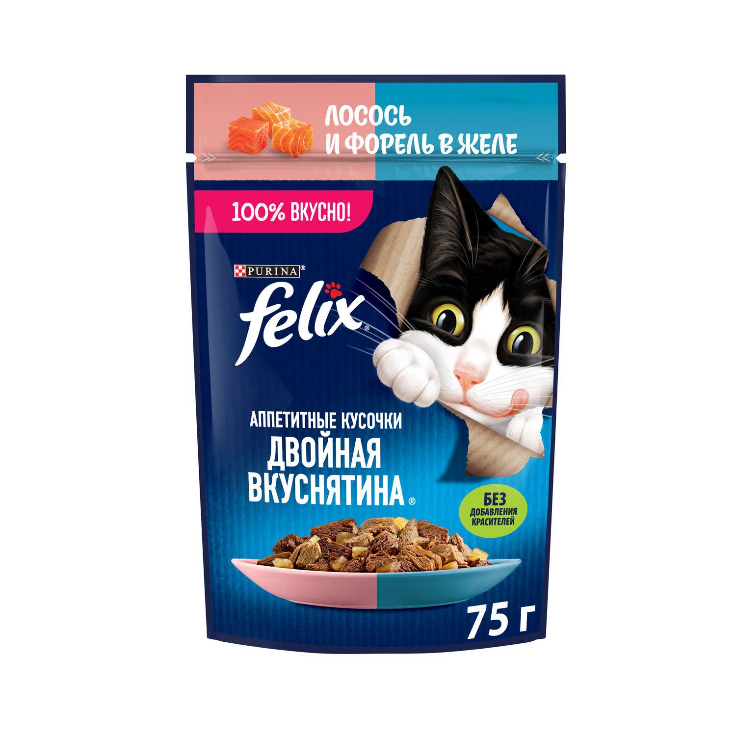 Корм для кошек Felix 75г Двойная вкуснятина лосось-форель - фото 1