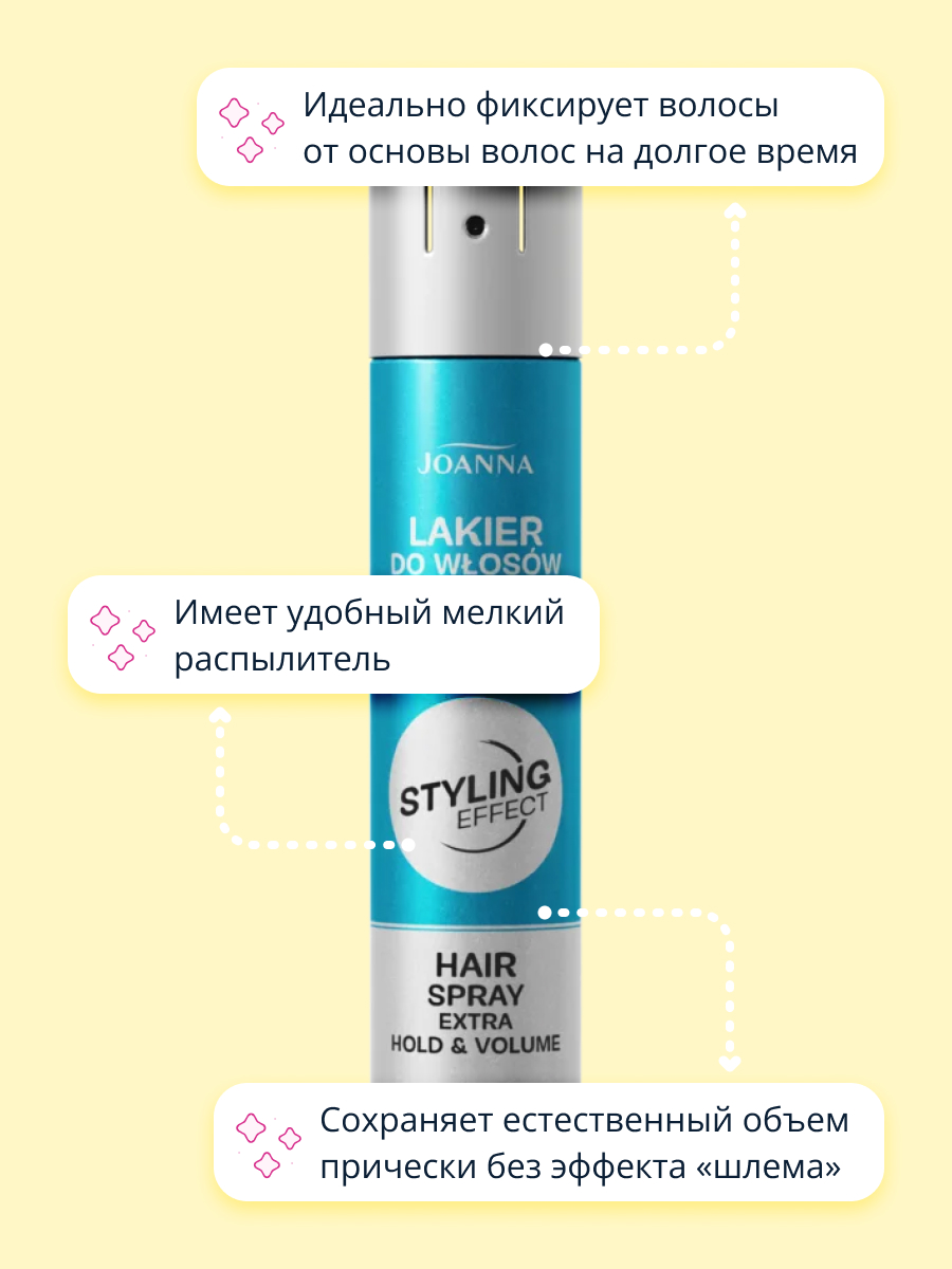 Лак для волос JOANNA Styling effect volume экстрафиксация 250 мл - фото 2