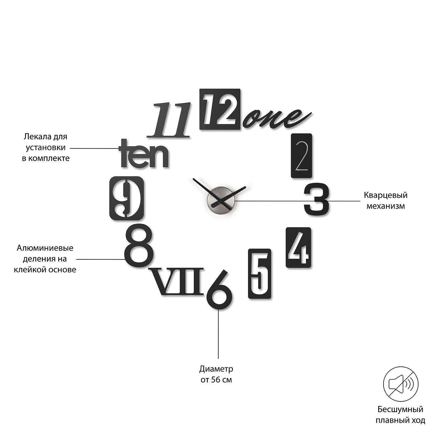 Часы настенные Umbra Numbra черные - фото 2
