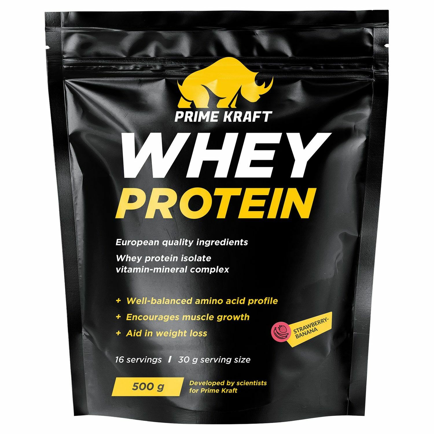 Протеин сывороточный Prime Kraft Whey клубника-банан 500г - фото 1