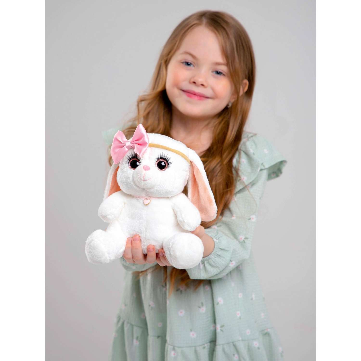 Мягкая игрушка Milo Toys «Зайка Ла-Пу-Ля» в платье с повязкой бант - фото 7