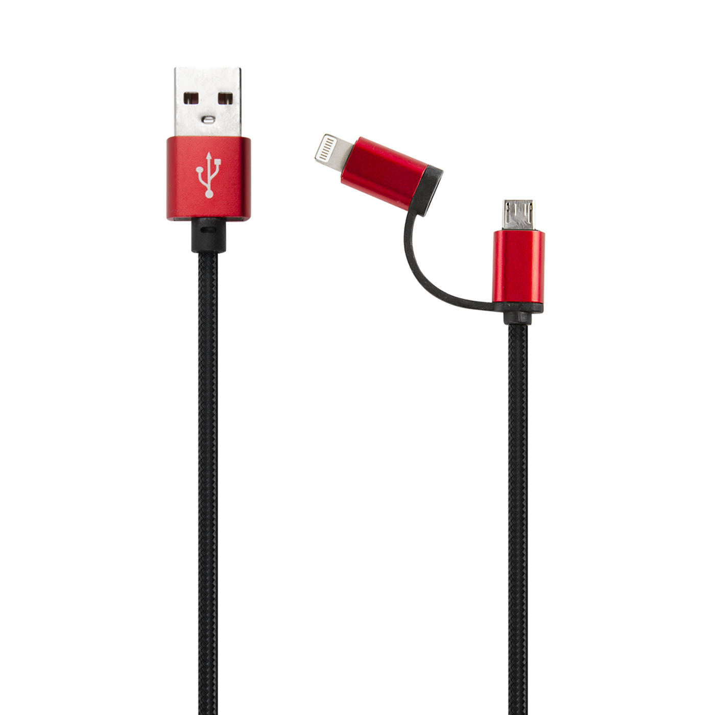 Дата-кабель RedLine LX01 2 in 1 USB - microUSB+8-pin нейлоновая оплетка черный - фото 2