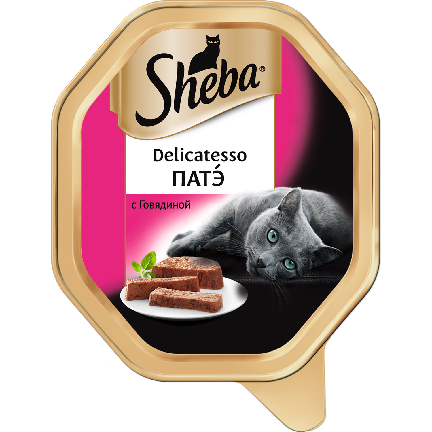 Корм влажный для кошек Sheba Delicatesso 85г патэ с говядиной консервированный - фото 1