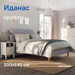 Двуспальная кровать IKEA Иданас 140х200 см рогожка светло-серый