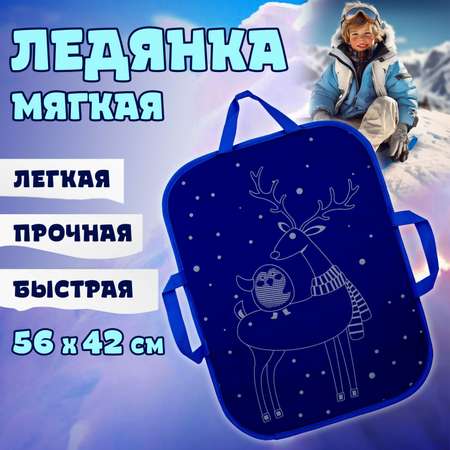 Ледянка мягкая 1TOY 56*42 см синяя с принтом мягкая