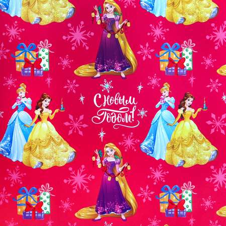 Бумага упаковочная Disney глянцевая С Новым Годом Принцессы