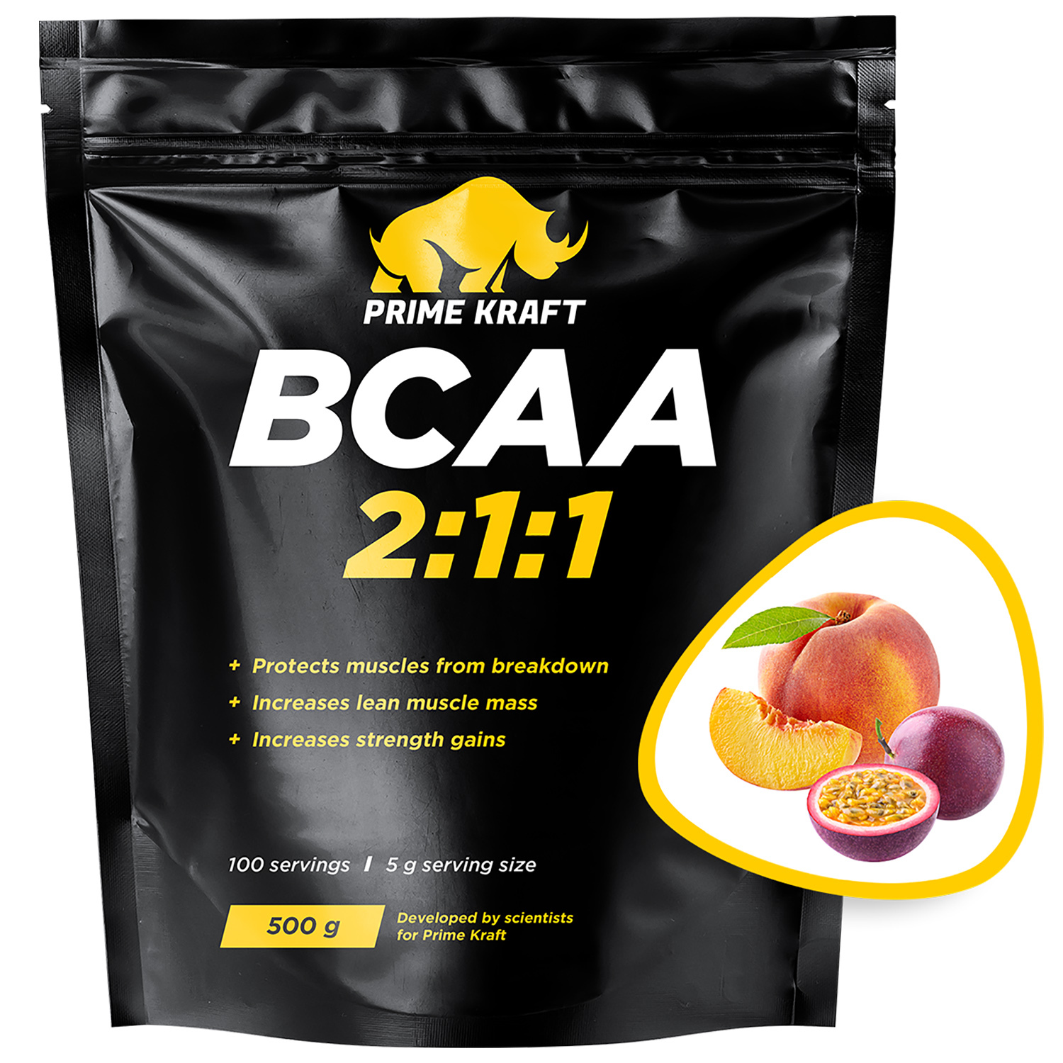 Комплекс Аминокислотный Prime Kraft BCAA 2:1:1 (БЦАА) персик-маракуйя 500г - фото 2