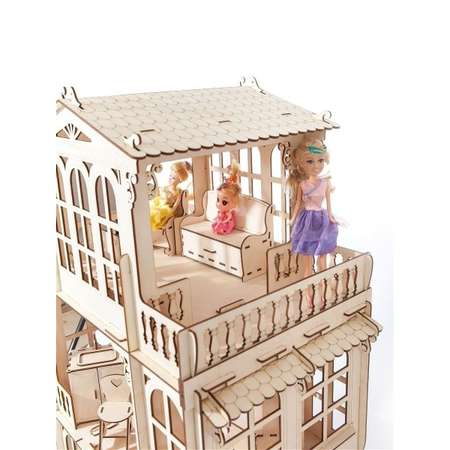 Кукольный домик КубиГрад Трехэтажный для БОЛЬШИХ кукол/ 99 см.