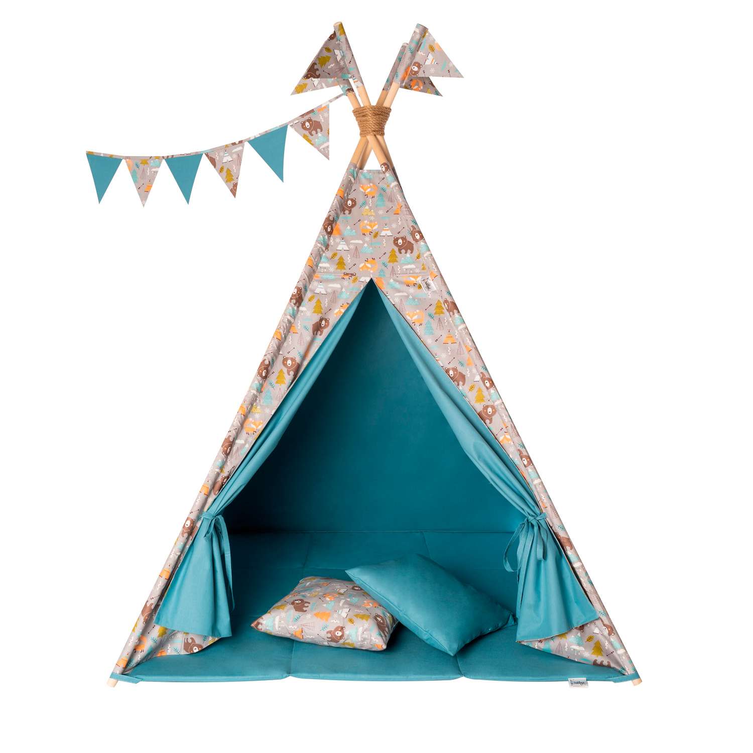 Детская игровая палатка вигвам Buklya Медведи цв. серый / индиго - фото 3