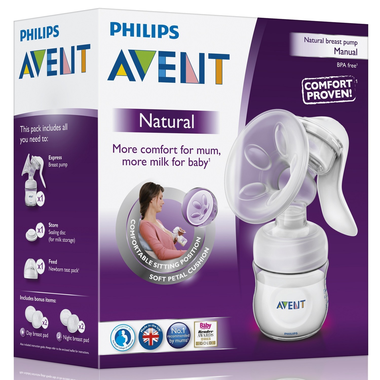 Ручной молокоотсос с бутылочкой Philips Avent Natural SCF330/20 - фото 5