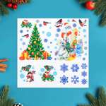 Набор наклеек Sima-Land На окна «Новогодний» ёлочка снегири Дед Мороз 36 х 36 см