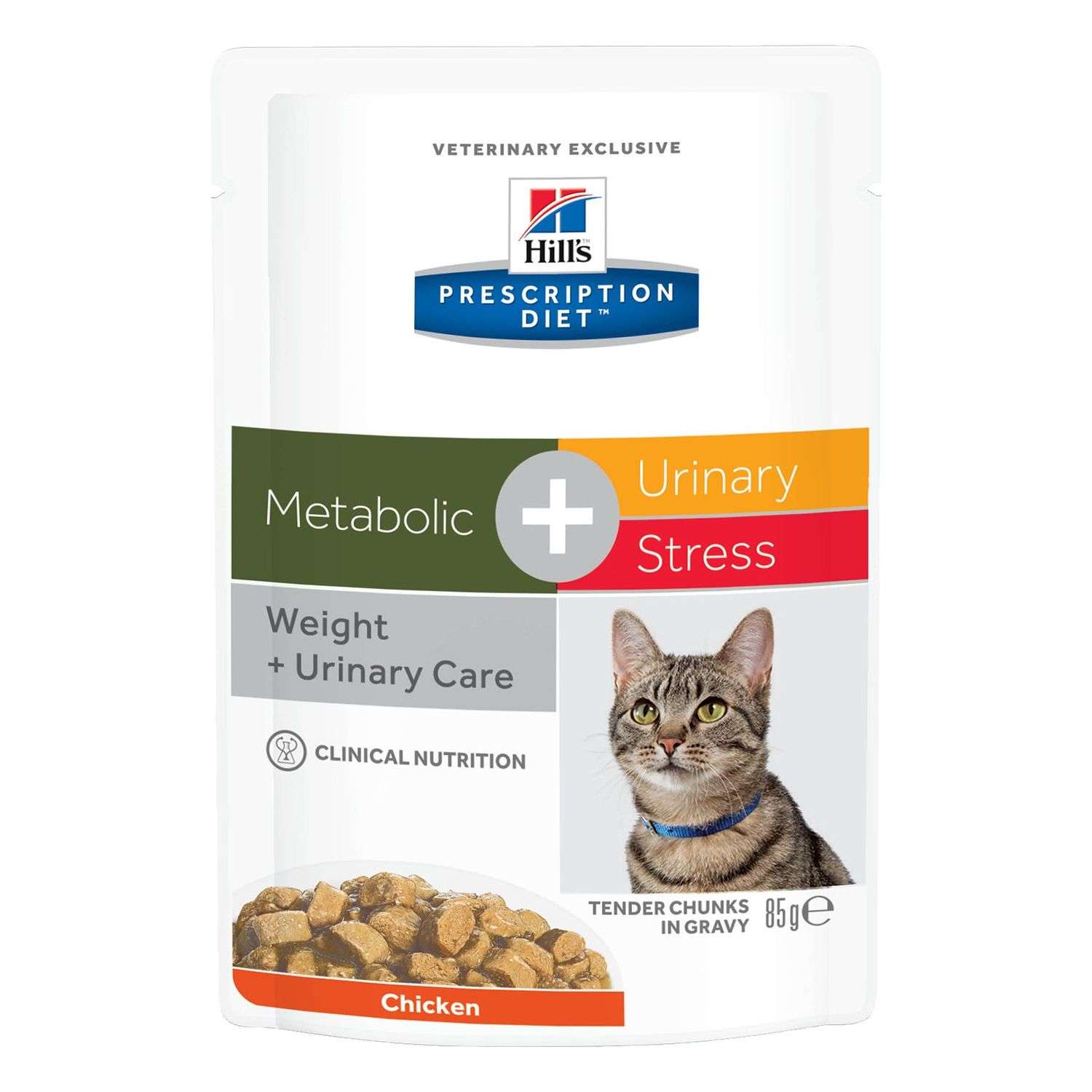 Корм для кошек HILLS 85г Prescription Diet Metabolic Urinary Stress Feline для коррекции веса и поддержания здоровья при МКБ с курицей пауч - фото 1