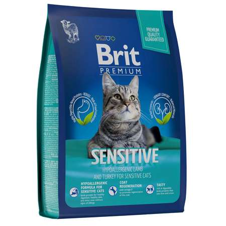 Корм Brit 400г Premium Cat Sensitive для кошек с чувствительным пищеварением с ягненком и индейкой сухой