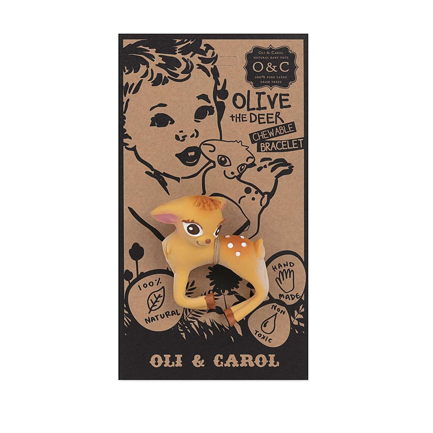 Прорезыватель грызунок OLI and CAROL Olive The Deer из натурального каучука - фото 2
