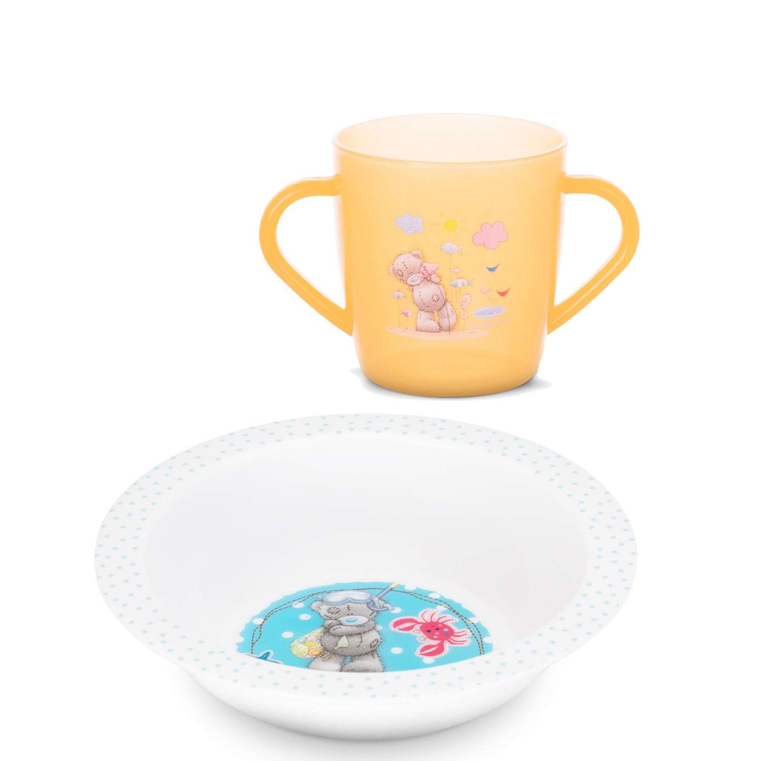 Набор посуды BABOO тарелка + чашка оранжевая 200 мл - фото 1