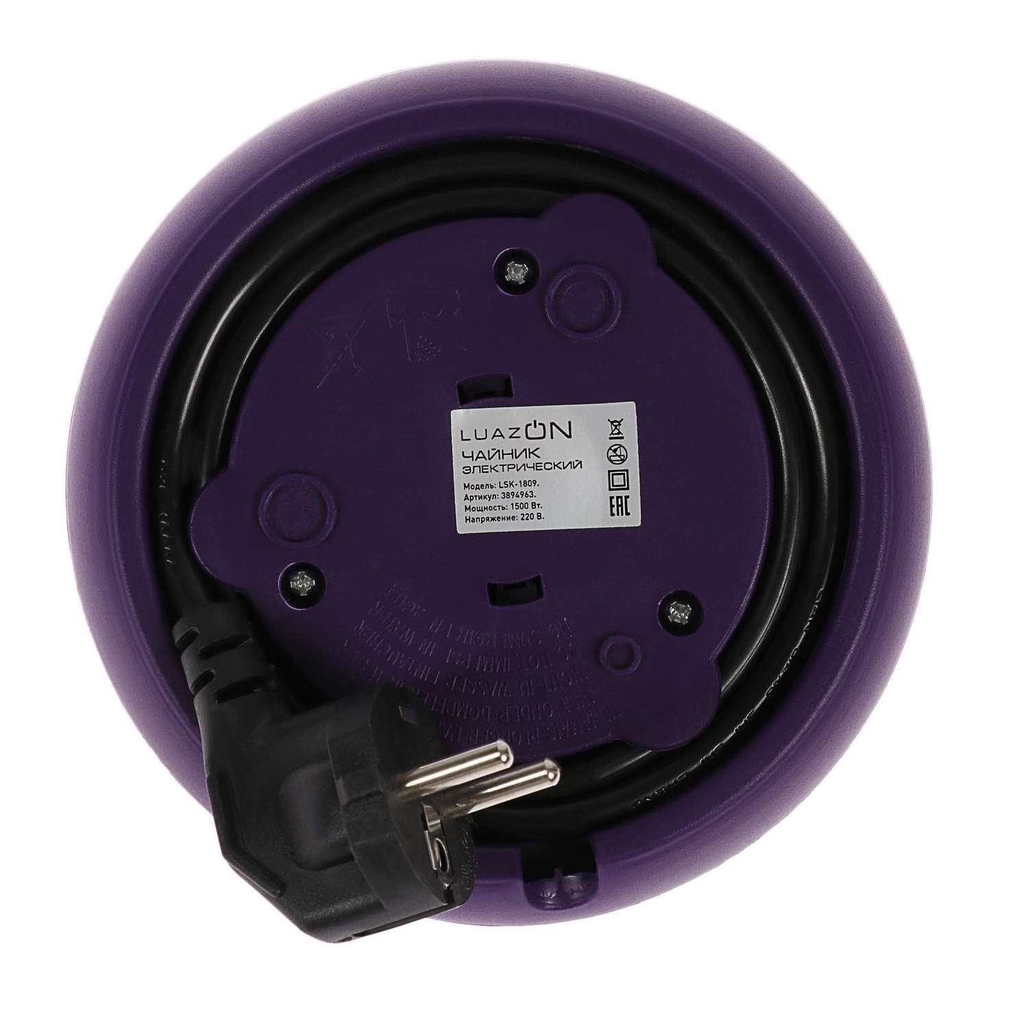 Чайник Luazon Home электрический LSK-1809 стекло 1.8 л 1500 Вт подсветка фиолетовый - фото 10